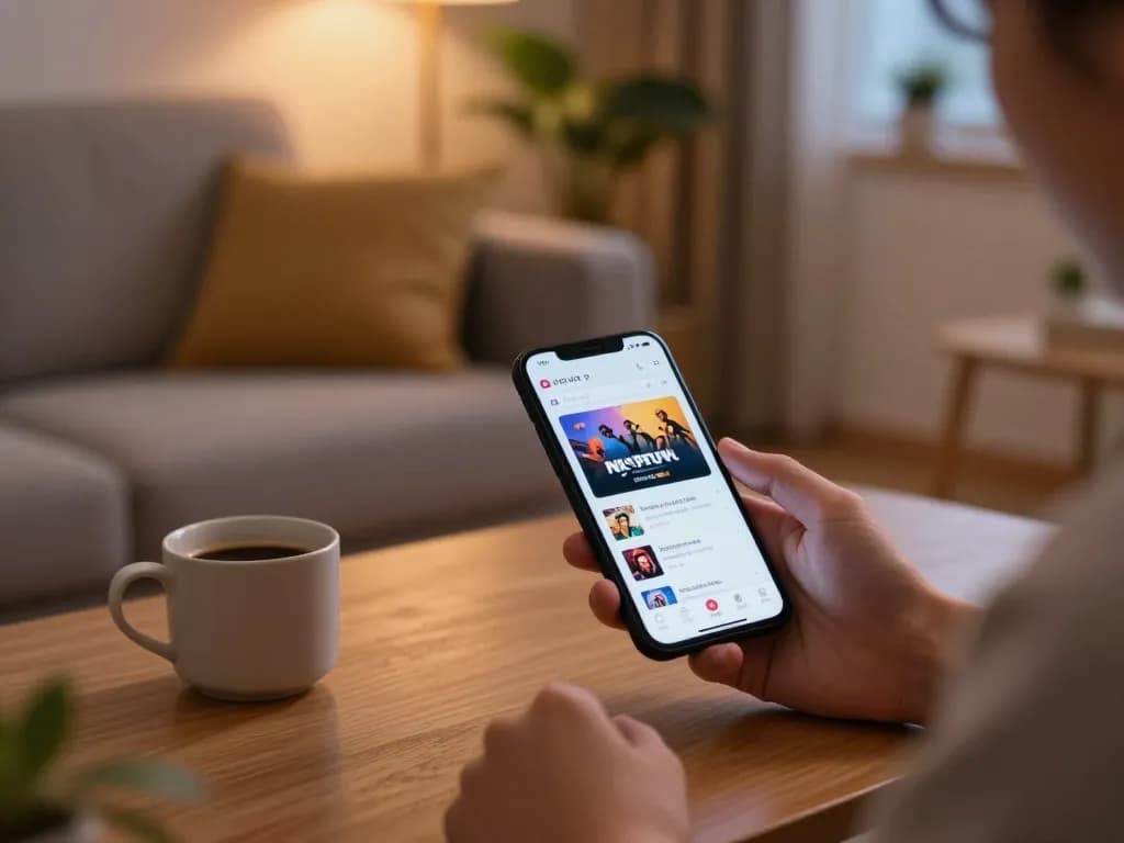 Playing nsfw games apk on smartphone against a cozy home backdrop