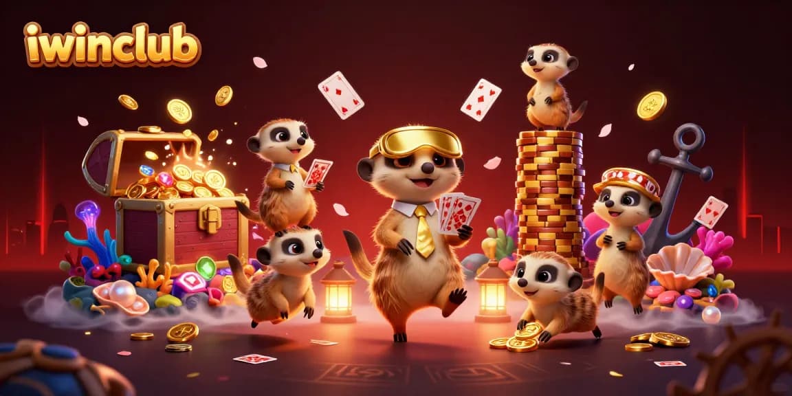 Experience the thrills of iwinclub with playful meerkats running a vibrant casino operation.