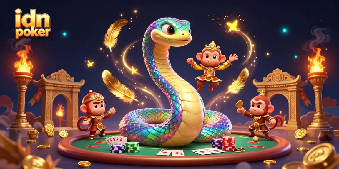 Experience thrilling idn poker action with vibrant characters and a dynamic casino atmosphere.