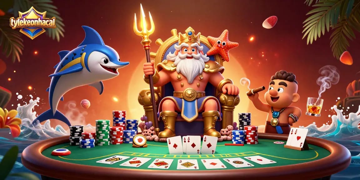 Engage in the thrilling world of tylekeonhacai with Neptune and a poker showdown in vibrant 3D.