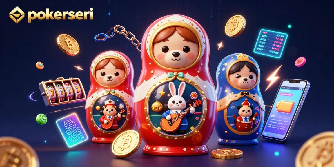 Experience thrilling gameplay with pokerseri's vibrant 3D casino illustration featuring iconic characters and digital elements.