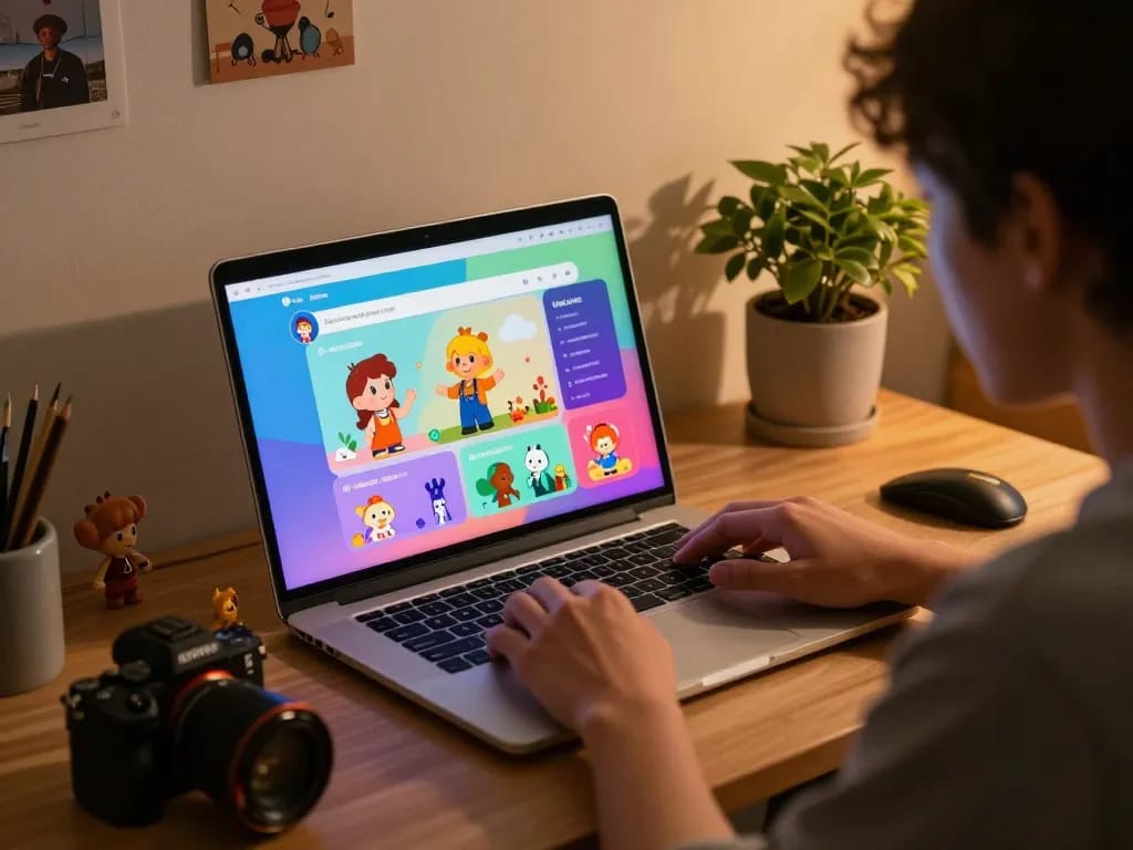 Interactive NSFW AI chat session on laptop with cozy lighting and engaging interface