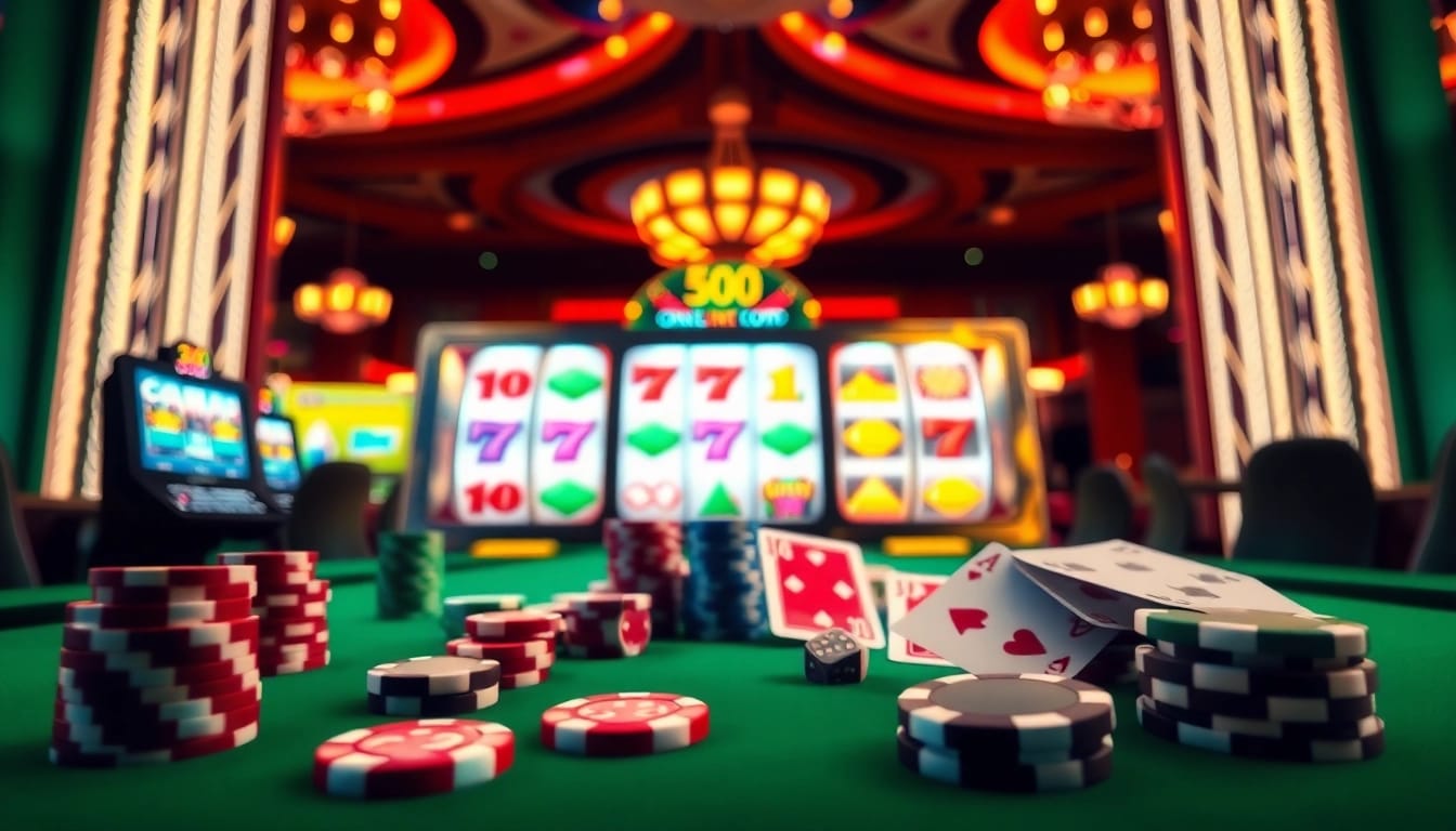 Exciting moment at a casino with pen 4d inspired slot machine, vibrant colors and dynamic lighting.