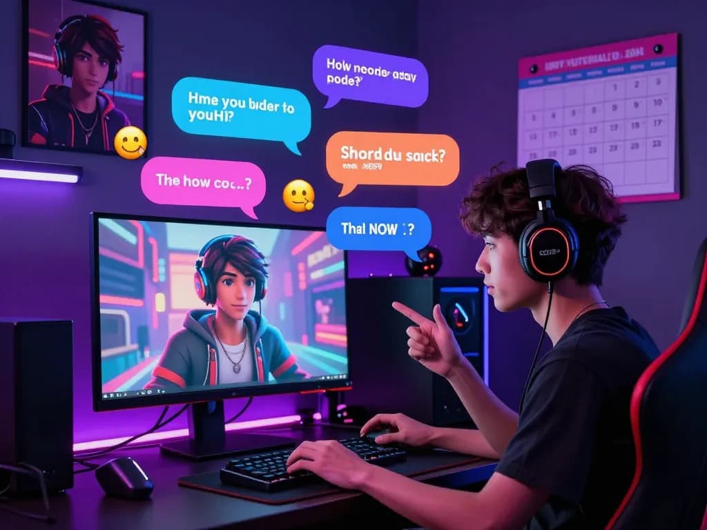 NSFW chat environment with colorful avatars and digital conversation elements in a modern setup