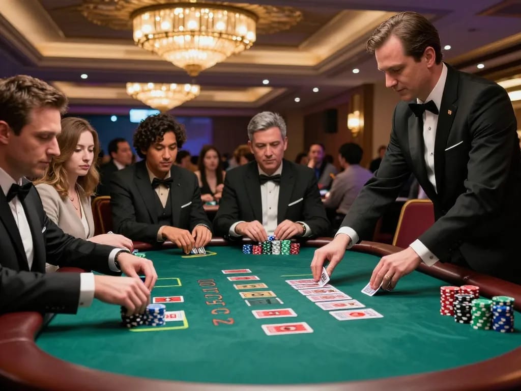 Experience the thrill of sun win at a live blackjack table with players engaged in high stakes.