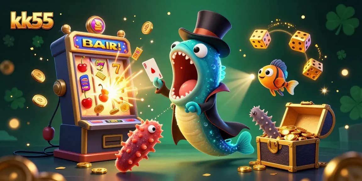 kk55 captures gamblers' attention with a vibrant casino scene full of exciting action and rewards.