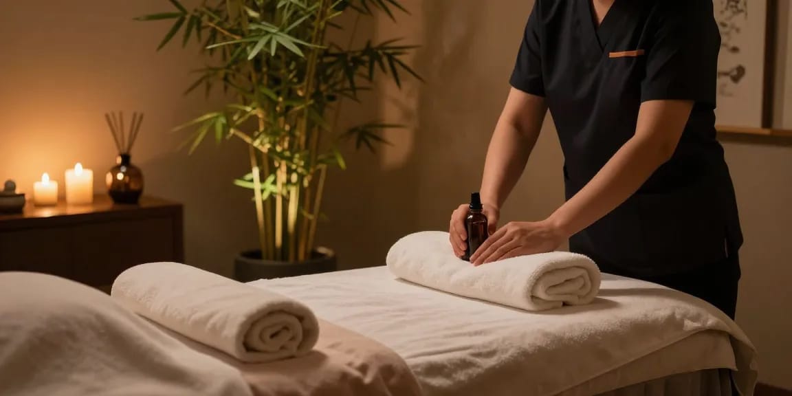Relaxing 대구마사지 environment with a professional therapist and soothing decor