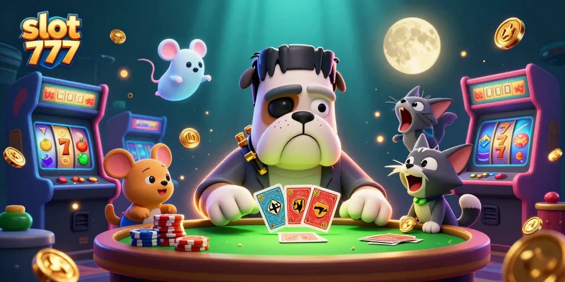 Spin and win with slot 777 in an engaging 3D casino scene featuring fun characters and gaming elements.
