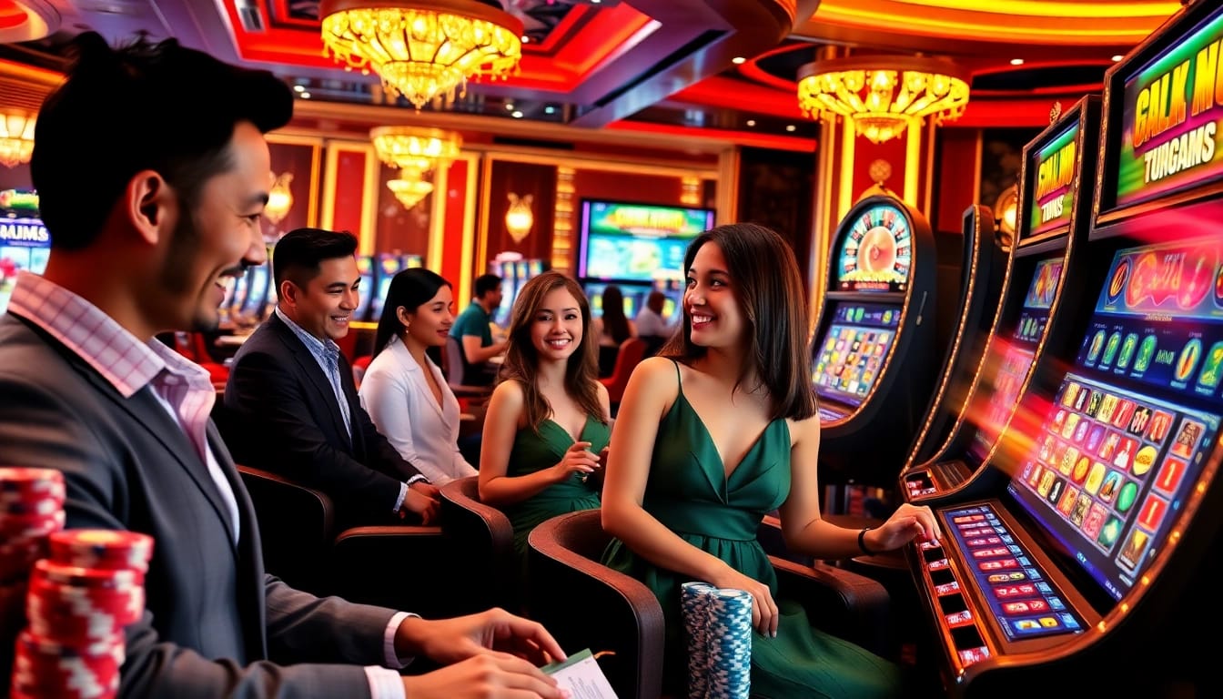 Experience excitement with demo slot pragmatic gameplay in a vibrant casino scene.
