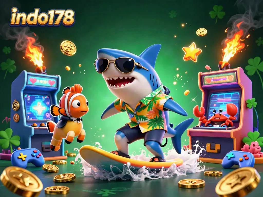 Join the action at indo178 with the shark surfer, diving into vibrant casino excitement!