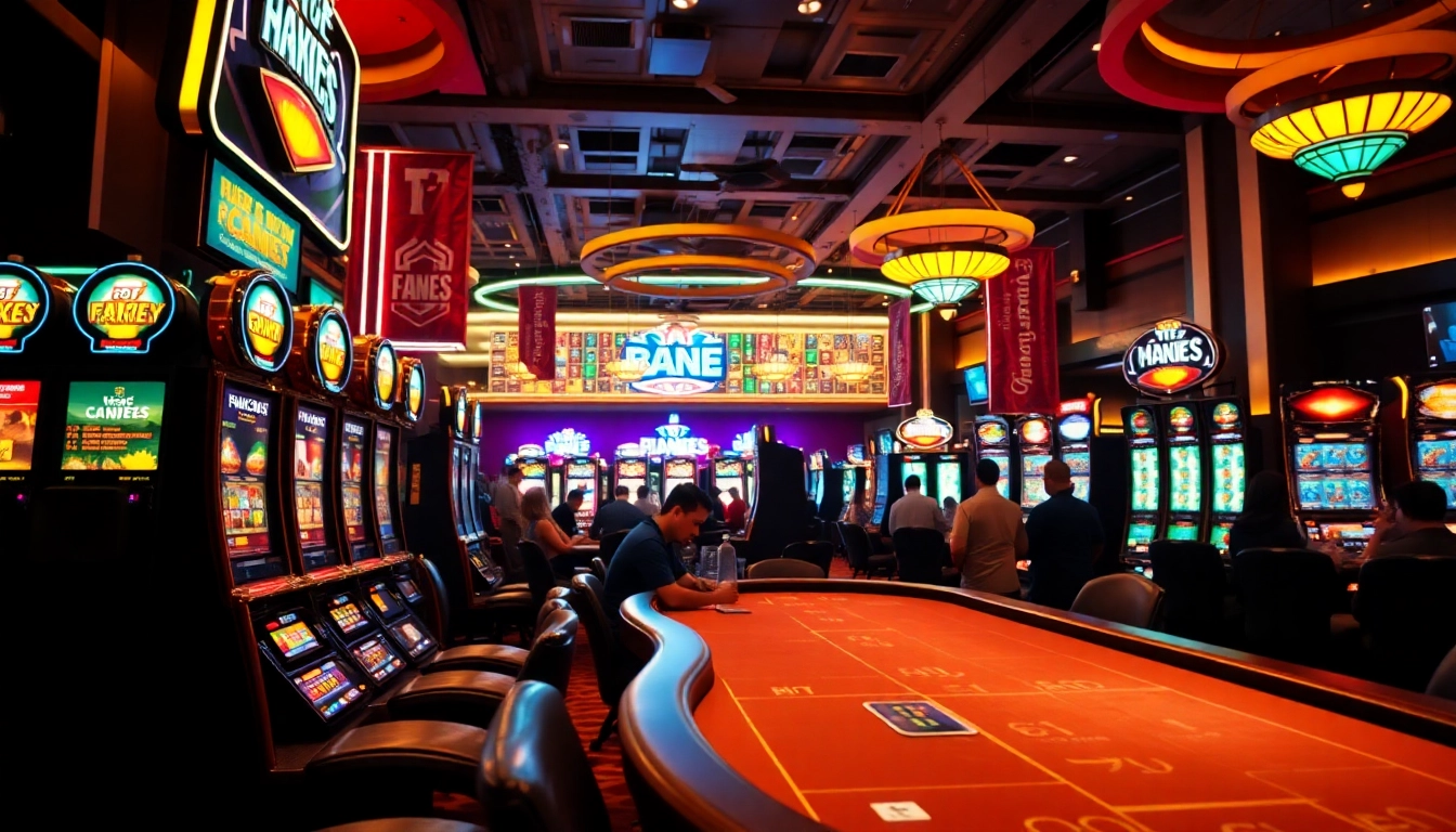 Menyaksikan permainan kasino bbni4d yang penuh warna dan semarak dengan slot mesin dan meja poker.