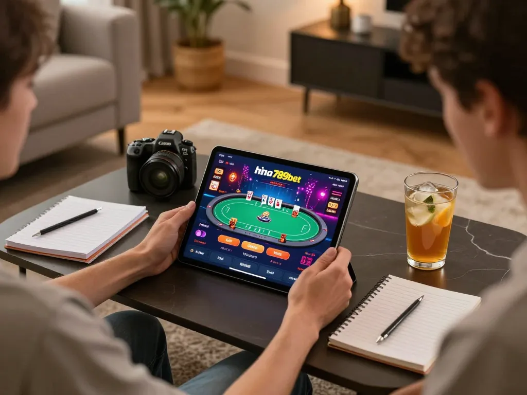 Engaging online gaming experience with nhà cái 789bet on tablet, cozy home setup.