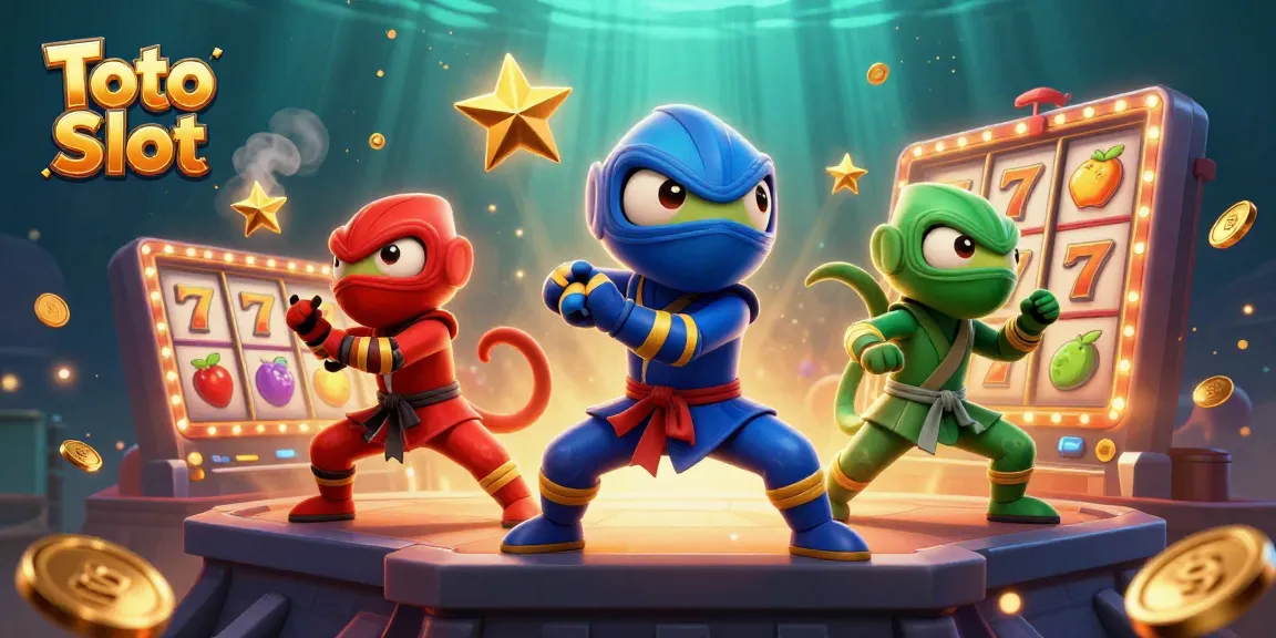Toto Slot enthusiasts engage with exciting slot reels and golden coins in this vibrant 3D scene.
