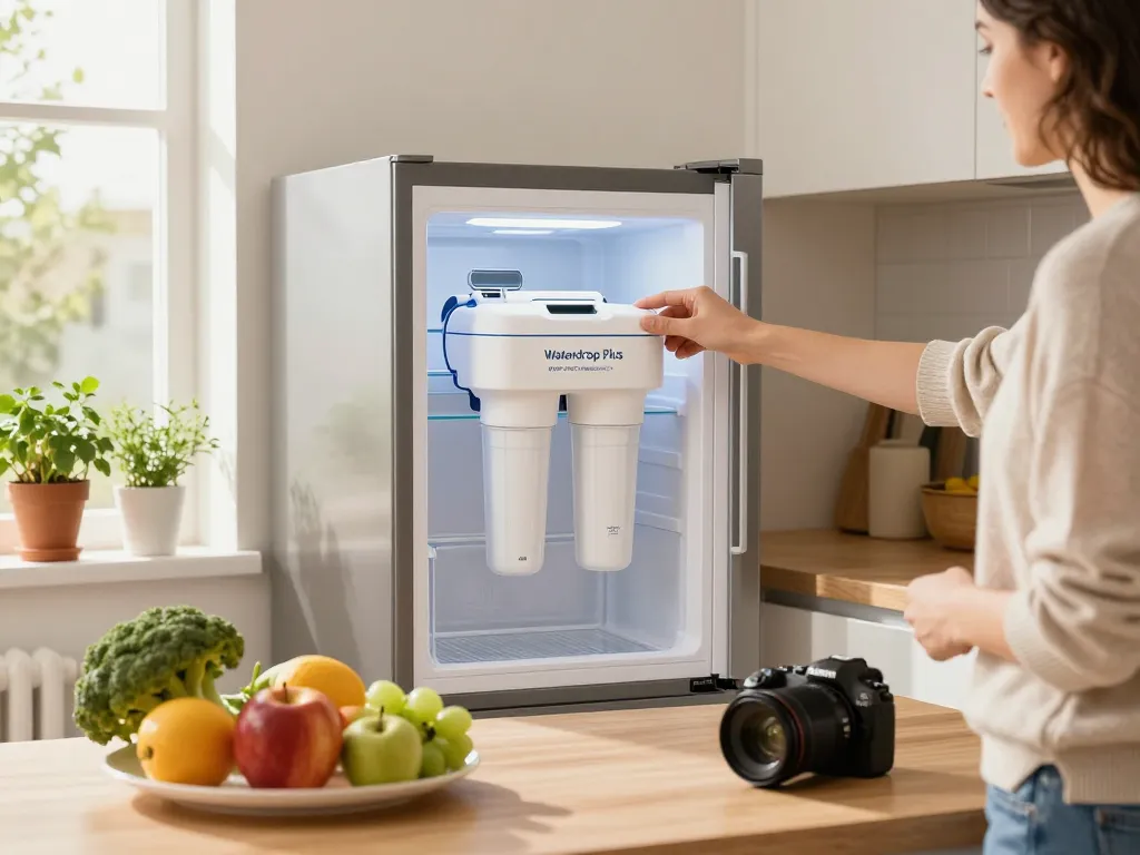 Installing the Waterdrop Plus WDP-F19C Replacement for GE® RPWFE® in a bright home kitchen