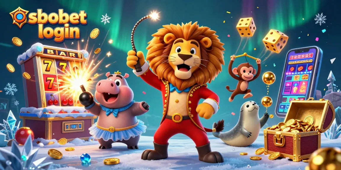 Experience sbobet login through vibrant 3D casino illustration featuring lively characters and engaging gambling elements.