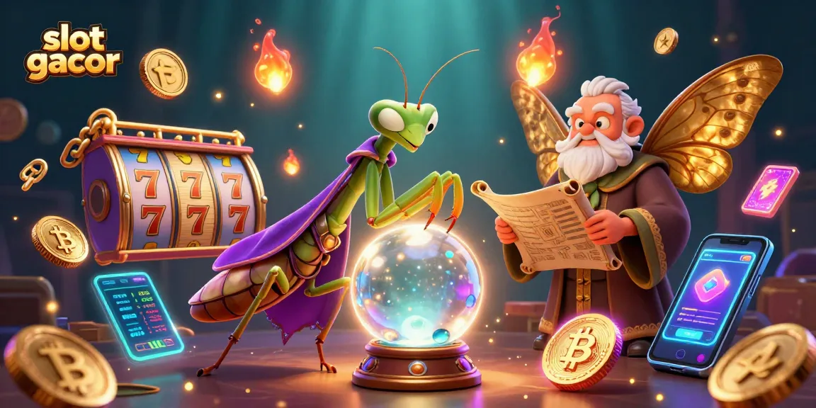 Spin the slot gacor reels with 3D mystical characters and glowing cryptocurrency coins.