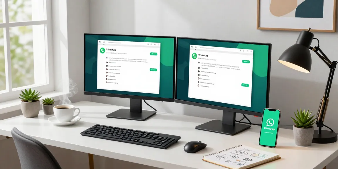 Using WhatsApp電腦版 on a sleek desktop, showcasing a modern workspace with vibrant lighting.