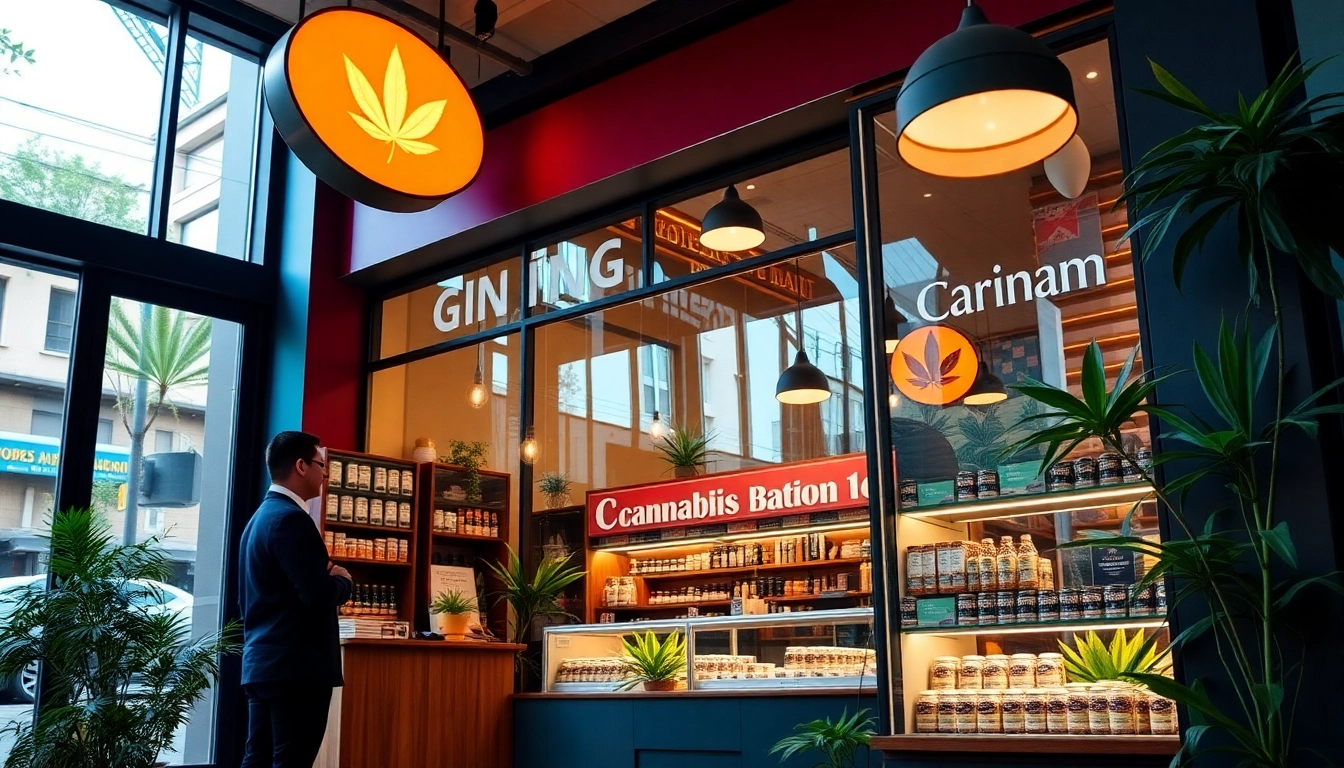 Visit the Weed Store showcasing vibrant cannabis products in a welcoming urban environment.