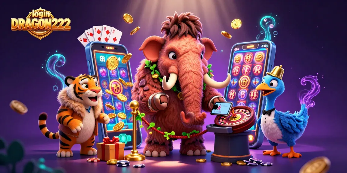 Experience login DRAGON222 with exhilarating casino bouncer and VIP guest in vibrant slot scene.