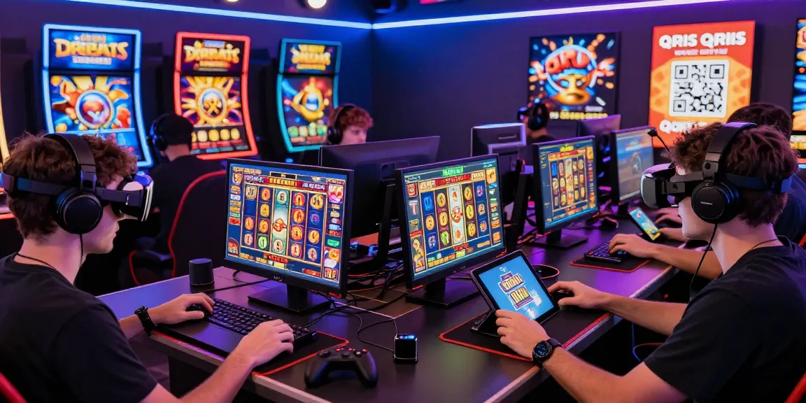 Engaged players enjoying an online slot gaming experience with QRIS deposits.