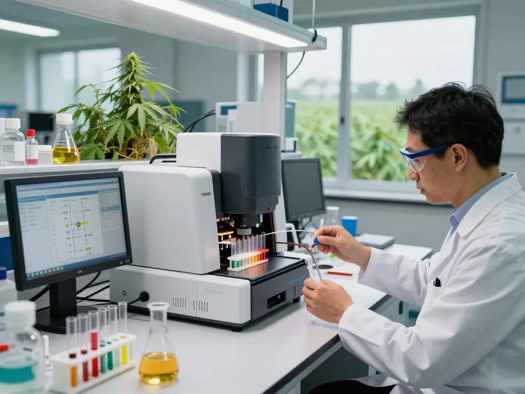 EU cannabinoid manufacturer scientists analyzing extracts in advanced lab