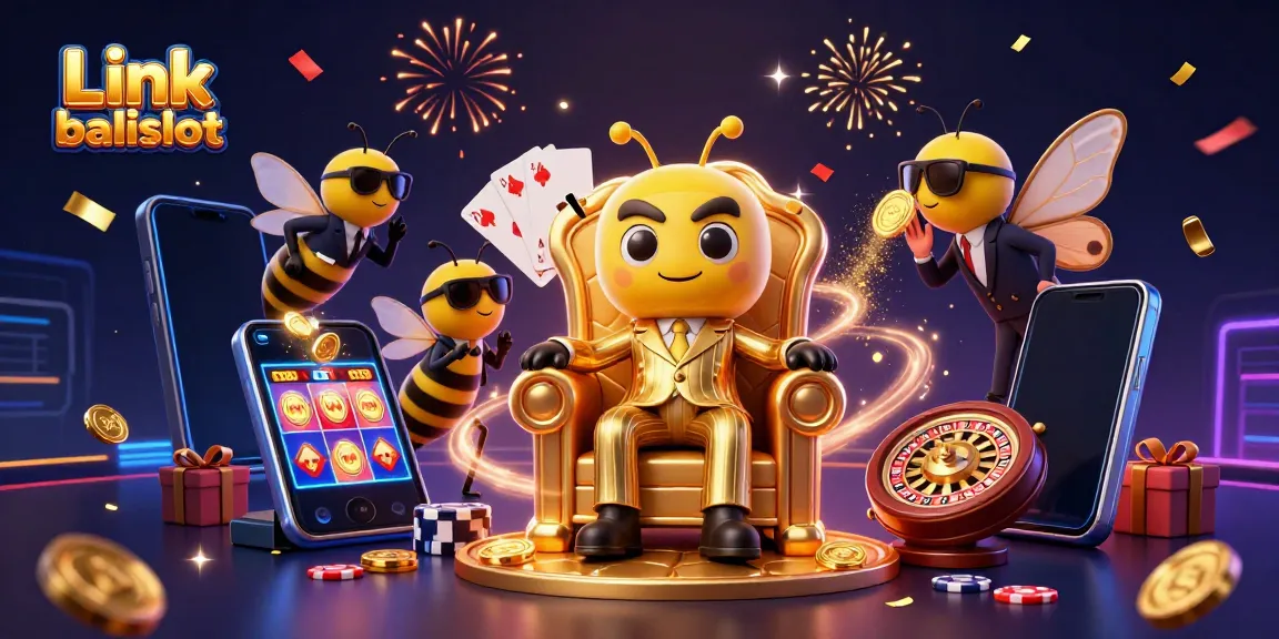 Engage with the thrilling visuals of Link balislot as a cartoon bumblebee mob boss oversees vibrant casino games.