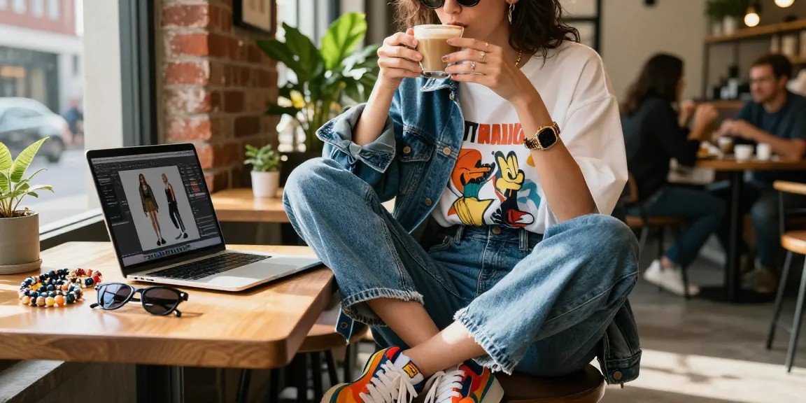 Stylish individual enjoying a latte while browsing fashion trends at a cafe, representing urban lifestyle culture on https://forumup.org/shop/search.php?ca_id=&addr1=&addr2=&addr3=&schKeyword=.