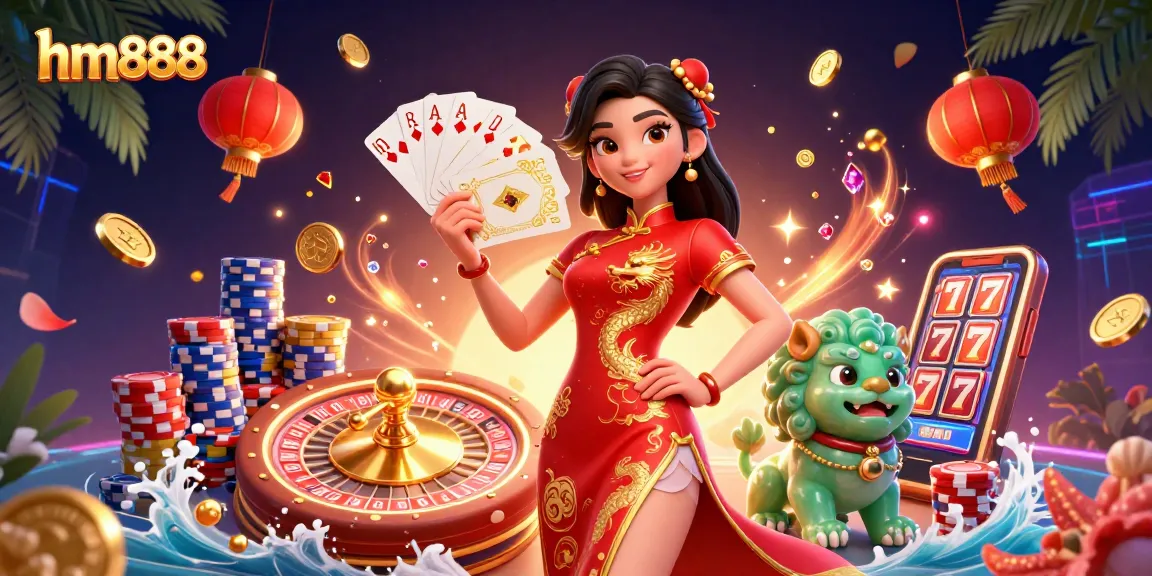 Experience the excitement of hm888's vibrant casino scene with extraordinary gaming elements and characters.
