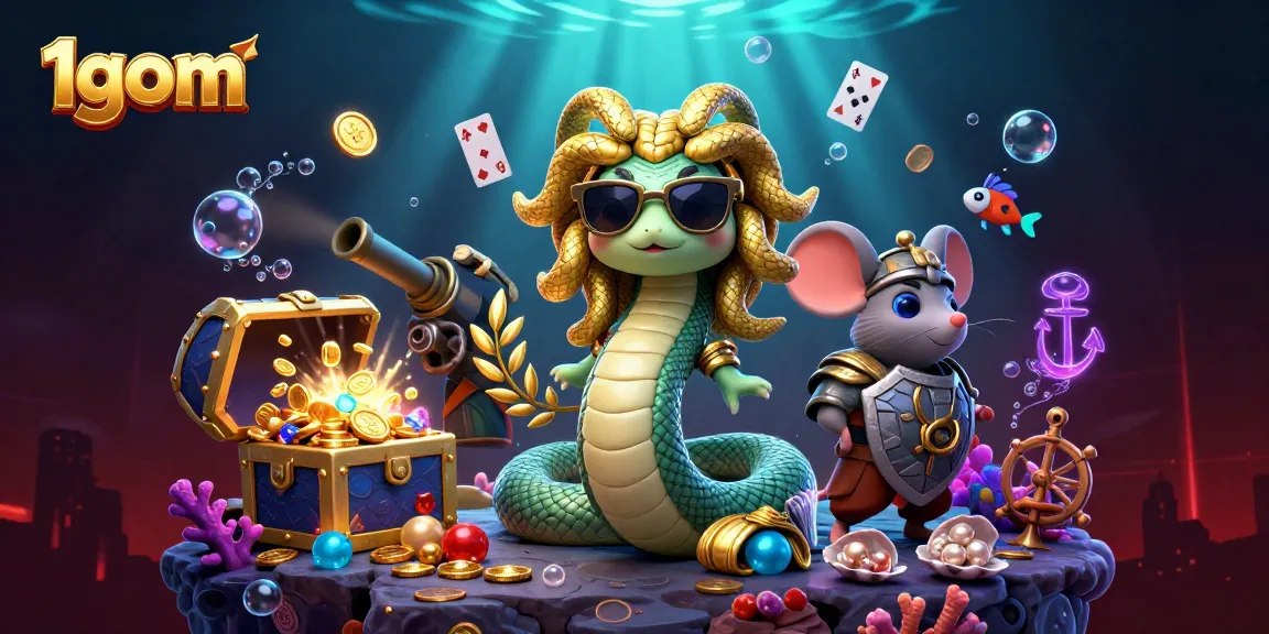 Experience winning strategies in 1gom with vibrant Medusa and warrior characters amidst rich casino elements.