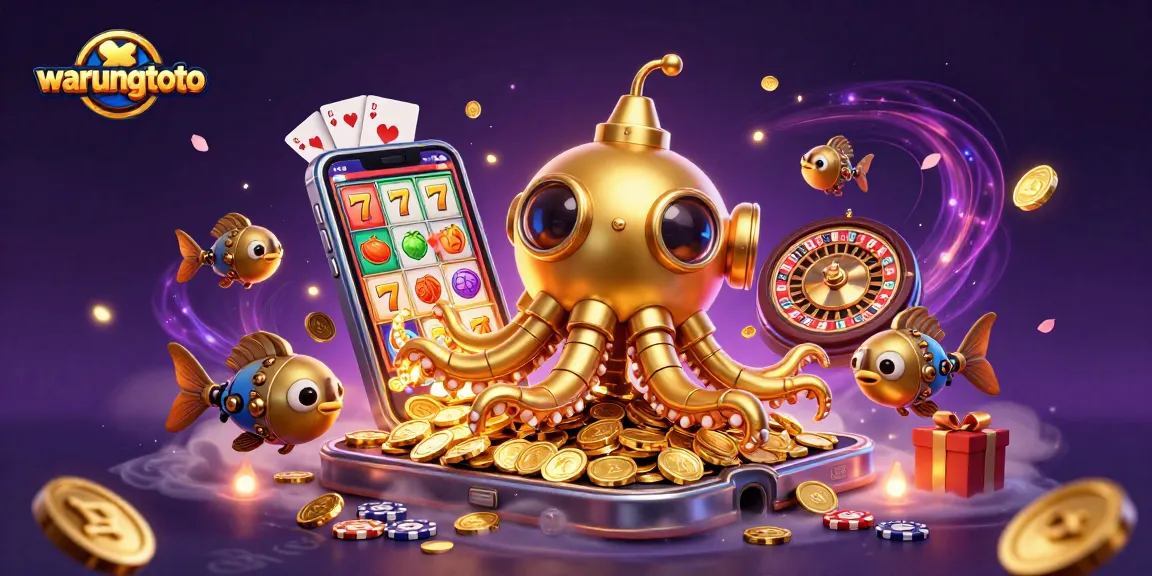 Experience thrilling gameplay at warungtoto with golden kraken submarine and casino elements.