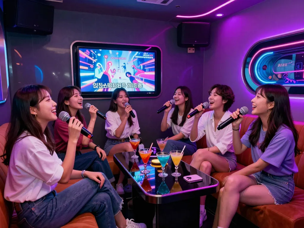 Guests having fun at 인천쓰리노, a unique entertainment venue with karaoke and vibrant atmosphere.