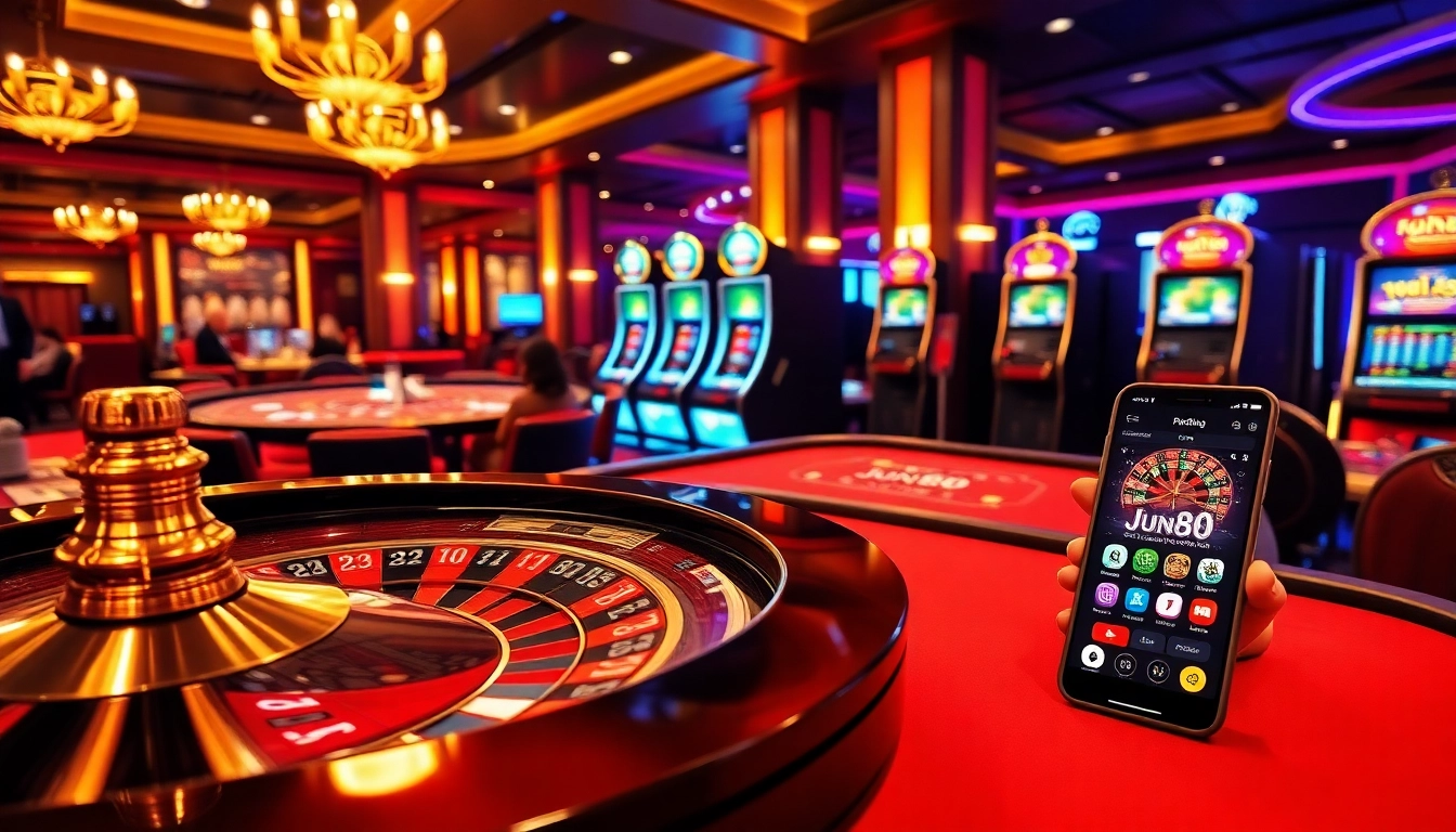 Experience the excitement of Jun88's casino with vibrant games and engaging players.