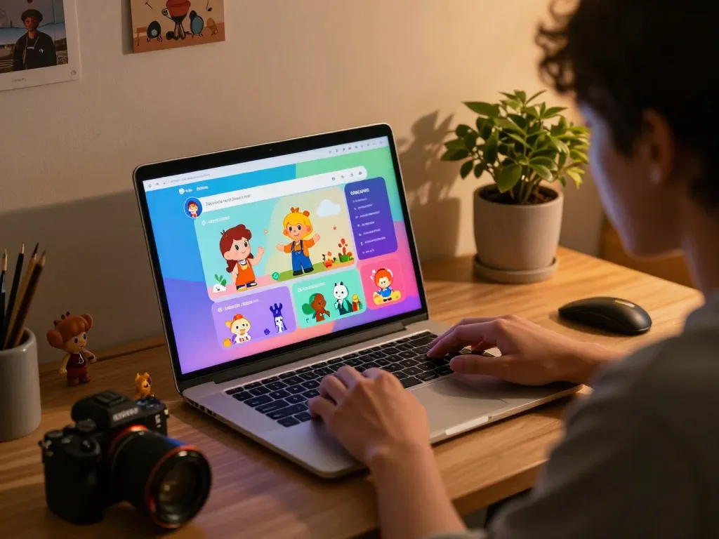 Interactive NSFW AI chat session on laptop with cozy lighting and engaging interface