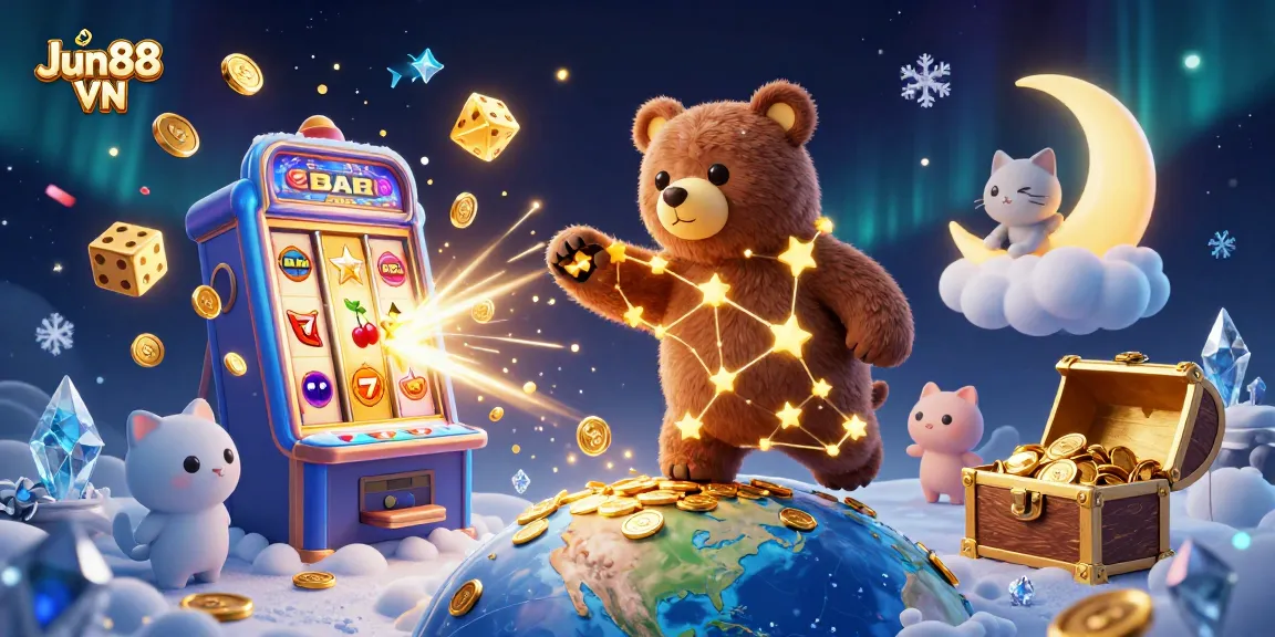 Play exciting casino games at Jun88 VN, featuring vibrant slots and engaging characters.