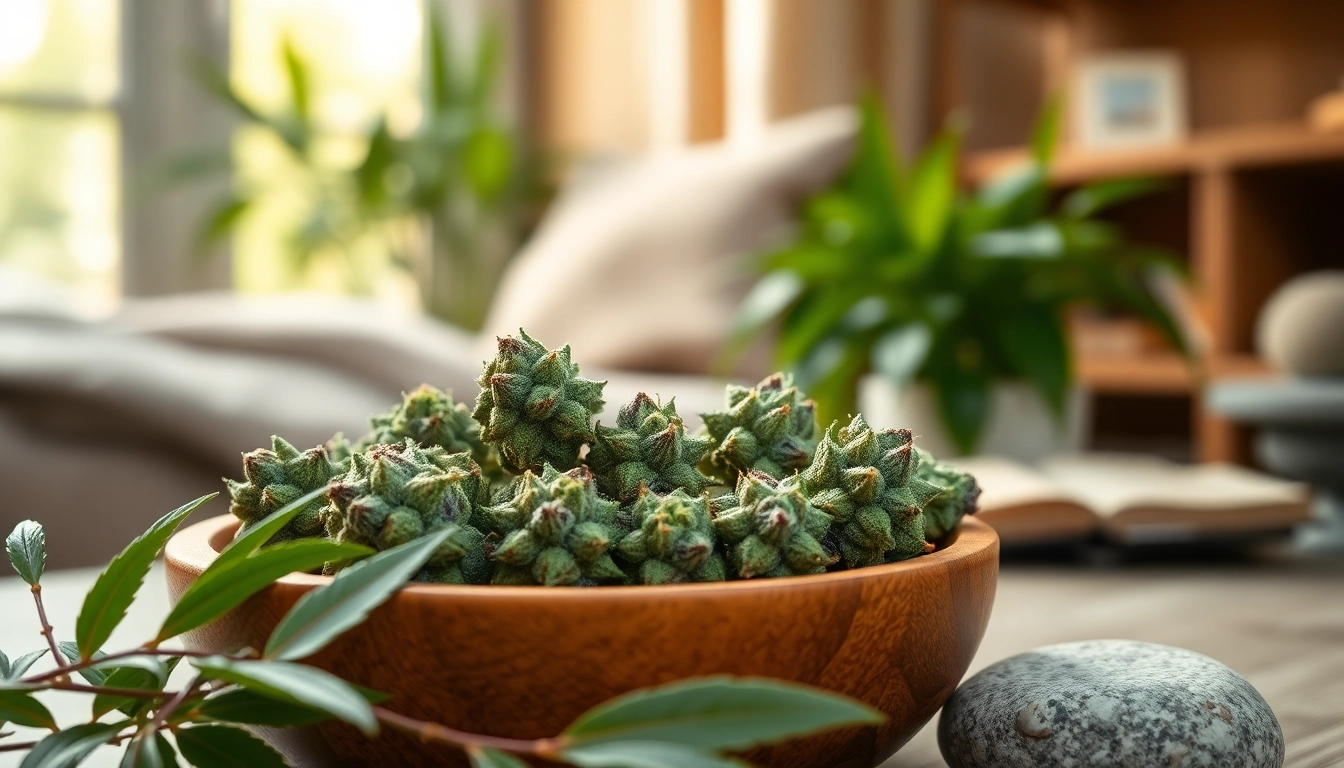 Experience the calming effects of Mental Wellness CBD buds in a tranquil setting.