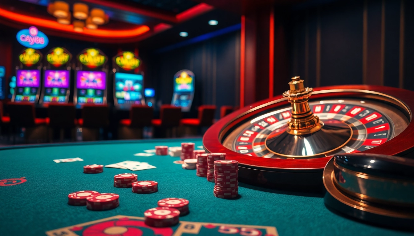 Experience luxury and excitement at hay88's upscale casino table with vibrant gaming elements.