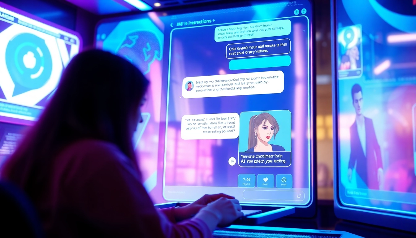 Engaging AI porn chat interface with dynamic character interactions in a modern digital environment.