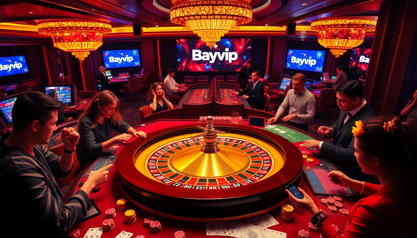 Experience high-stakes gaming at Bayvip with vibrant poker and roulette action.