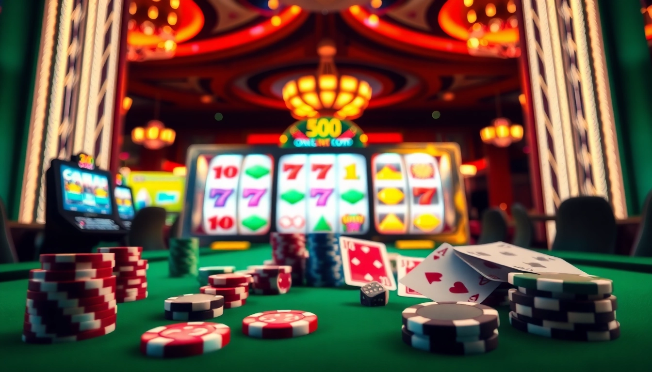 Exciting moment at a casino with pen 4d inspired slot machine, vibrant colors and dynamic lighting.